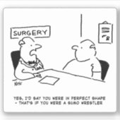 Arts en Cartoon bij chirurgie. Sticker (Voorkant)