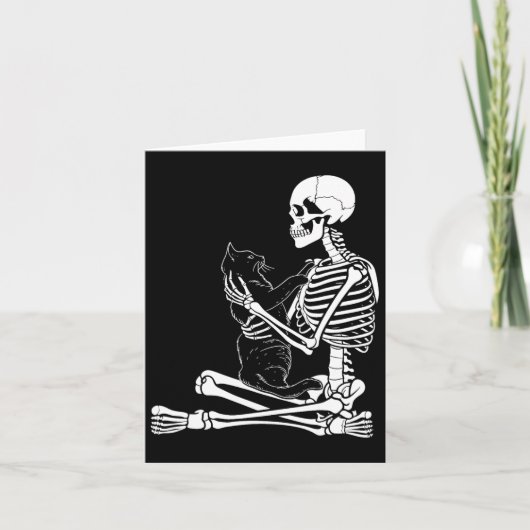 Arts Kat Skeleton Halloween kostuum schedel en ca Kaart (Voorkant)