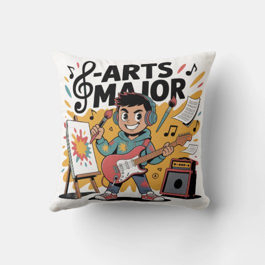 Arts Major Boy - Illustratie Unieke Creatie Kussen (Achterkant)