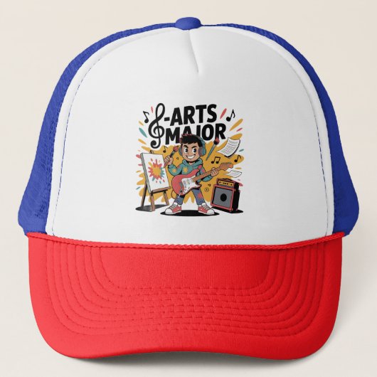 Arts Major Boy - Illustratie Unieke Creatie Trucker Pet (Voorkant)