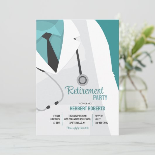 Arts met stethoscoop uitnodiging (Staand voorkant)