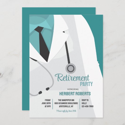 Arts met stethoscoop uitnodiging (Voorkant / Achterkant)