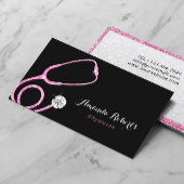 Arts Modern Roze Glitter Stethoscoop Doctor Visitekaartje