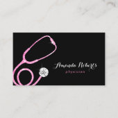 Arts Modern Roze Glitter Stethoscoop Doctor Visitekaartje (Voorkant)