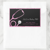 Arts Moderne Roze Glitter Stethoscoop Medisch Rechthoekige Sticker (Tas)