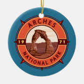 Arts National Park Retro Compass Emblem Keramisch Ornament (Voorkant)
