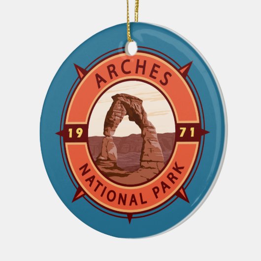 Arts National Park Retro Compass Emblem Keramisch Ornament (Links)