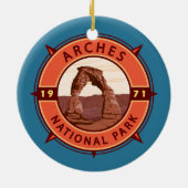 Arts National Park Retro Compass Emblem Keramisch Ornament (Achterkant)