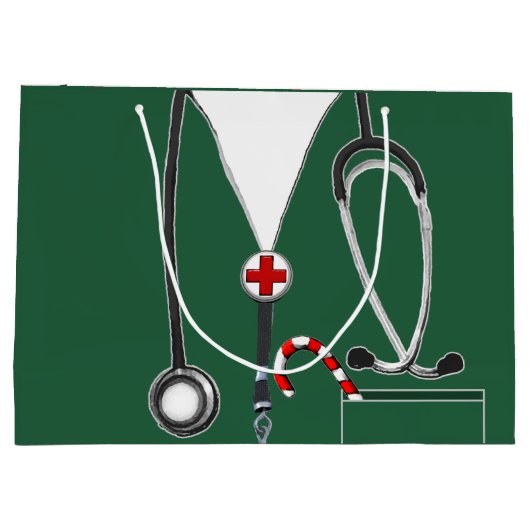 Arts of verpleegster met kerstcadeau groot cadeauzakje (Achterkant)