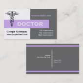 Arts van Caduceus minimalistisch grijs, wit, laven Visitekaartje (Voorkant / Achterkant)