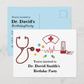 Arts, verpleegkunde, medische verjaardag uitnodiging briefkaart (Voorkant / Achterkant)