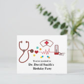 Arts, verpleegkunde, medische verjaardag uitnodiging briefkaart (Staand voorkant)