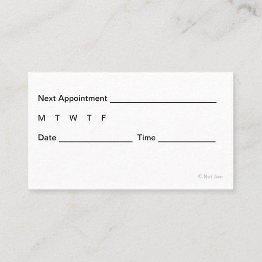 Arts Visitekaartjes Afsprakenkaartje (Achterkant)