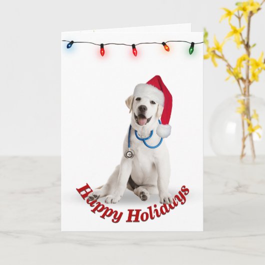 Arts voor kerstlabrador kaart (Gele Bloem)