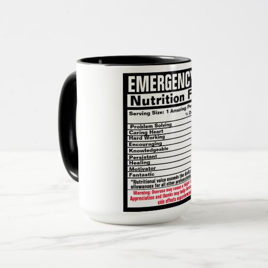 Arts voor noodgevallen Funny Nutrional Facts Mok (Voorkant links)