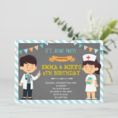 Arts zuster joint party Uitnodiging (Staand voorkant)