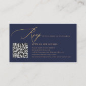 ArtsApp Blue QR Code RSVP Faux Gold Calligraphy Informatiekaartje (Voorkant)