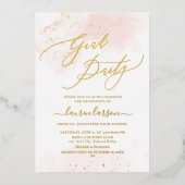 ArtsApp Blush Roze H2 gewassen afstudeerfeest Folie Uitnodiging (Voorkant)