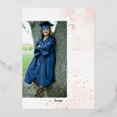 ArtsApp Blush Roze H2 gewassen afstudeerfeest Folie Uitnodiging (Achterkant)