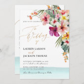 ArtsApp Chic Tropical Paradise Wedding Kaart (Voorkant / Achterkant)