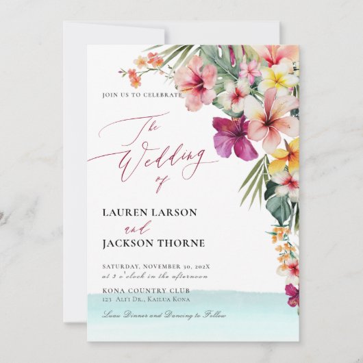 ArtsApp Chic Tropical Paradise Wedding Kaart (Voorkant)