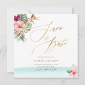 ArtsApp Chic Tropical Paradise Wedding Save The Date (Voorkant)