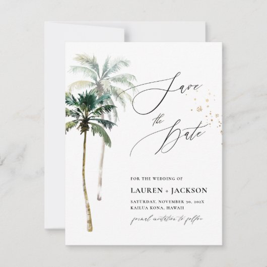 ArtsApp Chic Tropical Paradise Wedding Save The Date (Voorkant)