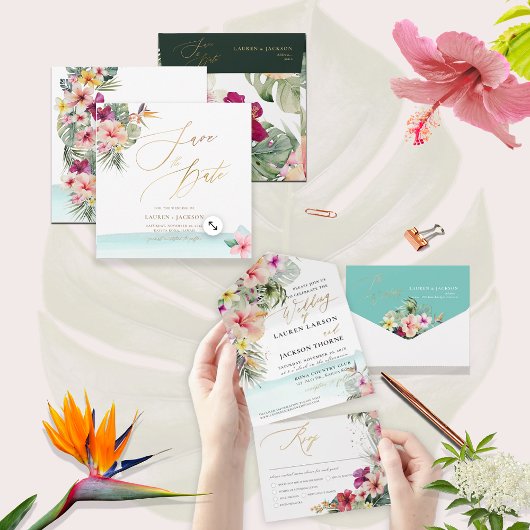 ArtsApp Chic Tropical Paradise Wedding Save The Date