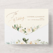 ArtsApp Elegant Alabaster Cream Rozen Goudstof All In One Uitnodiging (Achterkant)