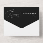 ArtsApp Elegant Calligraphy Black White Wedding All In One Uitnodiging (Achterkant)