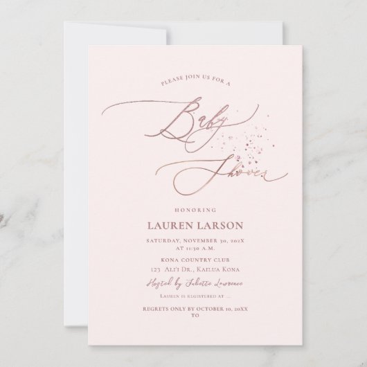 ArtsApp Elegant Calligraphy Bleek Roze Baby Kaart (Voorkant)