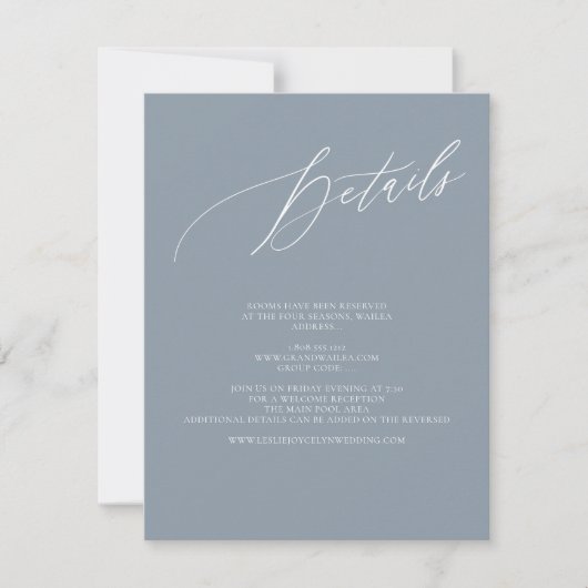 ArtsApp Elegant Dusty Blue Details Calligrafie RSVP Kaartje (Voorkant)