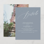 ArtsApp Elegant Dusty Blue Details Calligrafie RSVP Kaartje (Voorkant / Achterkant)