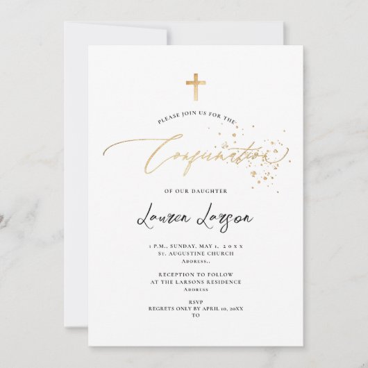 ArtsApp Elegant Faux Gold Calligraphy Bevestiging Kaart (Voorkant)