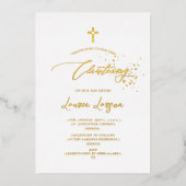 ArtsApp Elegant Faux Gold Calligraphy Christening Folie Uitnodiging (Voorkant)