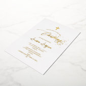 ArtsApp Elegant Faux Gold Calligraphy Christening Folie Uitnodiging (Gedraaid)