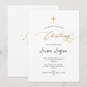 ArtsApp Elegant Faux Gold Calligraphy Christening Kaart (Voorkant / Achterkant)