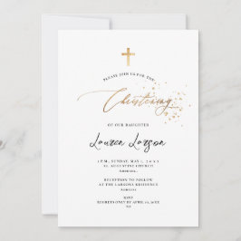 ArtsApp Elegant Faux Gold Calligraphy Christening Kaart