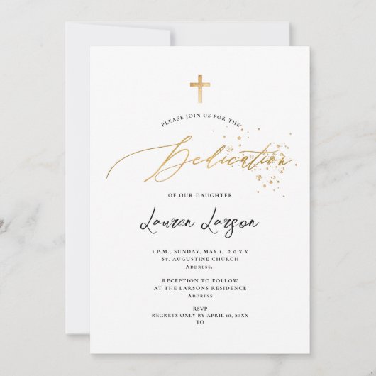 ArtsApp Elegant Faux Gold Calligraphy Dedication Kaart (Voorkant)