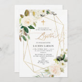 ArtsApp Elegant H2 Alabaster Cream Rozen Doop Kaart (Voorkant / Achterkant)