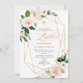 ArtsApp Elegant H2 Bord Roze Rozen Doop Kaart