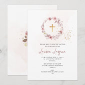 ArtsApp Elegant H2 Stoffig Roos Rozen Doop Kaart (Voorkant / Achterkant)