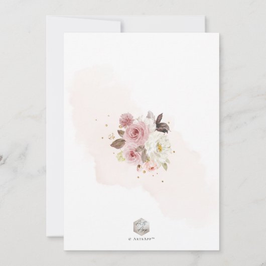 ArtsApp Elegant H2 Stoffig Roze Rozen Doop Kaart (Achterkant)