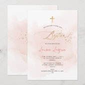 ArtsApp Elegant H2 Wasde Bleke roze baptisme Kaart (Voorkant / Achterkant)