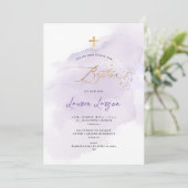 ArtsApp Elegant H2 Wasde Paarse Baptisme Kaart (Staand voorkant)