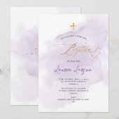 ArtsApp Elegant H2 Wasde Paarse Baptisme Kaart (Voorkant / Achterkant)