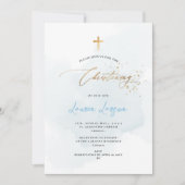ArtsApp Elegant H2 Wast Bleek Blauw Christening Kaart (Voorkant)
