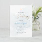 ArtsApp Elegant H2 Wast Bleek Blauw Christening Kaart (Staand voorkant)