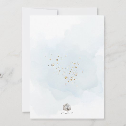 ArtsApp Elegant H2 Wast Bleek Blauw Christening Kaart (Achterkant)