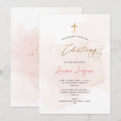 ArtsApp Elegant H2 Wast Bleek Roze Christening Kaart (Voorkant / Achterkant)